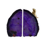 Agate Bird Bookends (Purple & Gold)