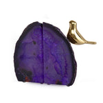 Agate Bird Bookends (Purple & Gold)