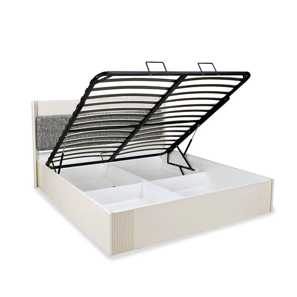 Nix King Bed with Hydraulic Storage (Beige)