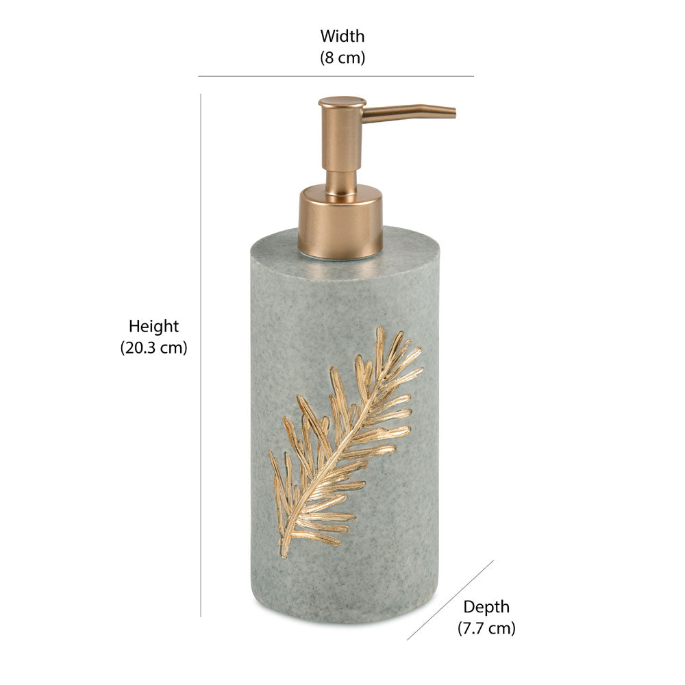 Leaf Design Polyresin & Plastic Liquid Soap Dispenser (300 ml, Grey)