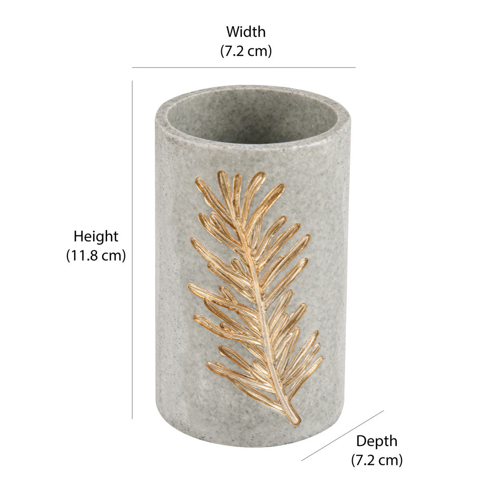 Leaf Design Polyresin Tumbler (250 ml, Grey)