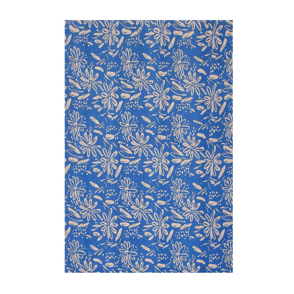 Floral Polyester Single Bedsheet with 1 Pillow Cover (Blue)