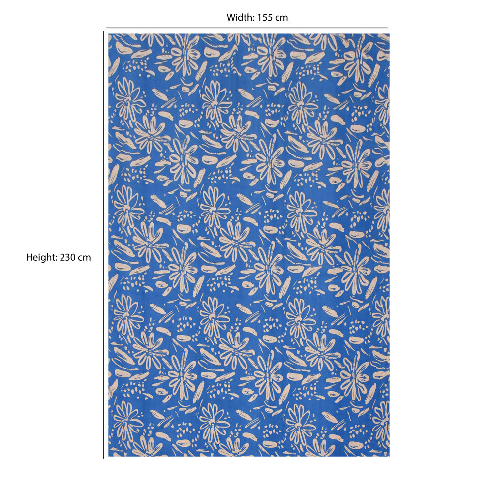 Floral Polyester Single Bedsheet with 1 Pillow Cover (Blue)