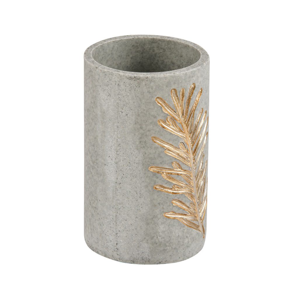 Leaf Design Polyresin Tumbler (250 ml, Grey)