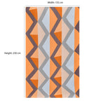 Geometric Polyester Single Bedsheet with 1 Pillow Cover (Orange & Blue)