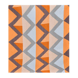 Geometric Polyester Double Bedsheet with 2 Pillow Covers (Orange & Blue)