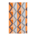 Geometric Polyester Single Bedsheet with 1 Pillow Cover (Orange & Blue)