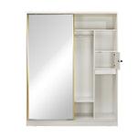 Nix 2 Door Sliding Wardrobe with Mirror and Sensor LED Light (Beige)