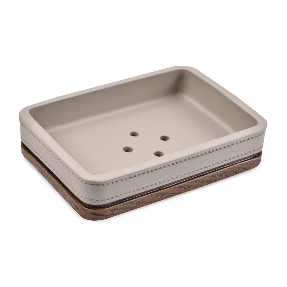 Leather Finish Polyresin Soap Dish (Cream)