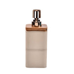 Leather Finish Polyresin & Plastic Liquid Soap Dispenser (300 ml, Cream)