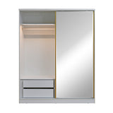 Nix 2 Door Sliding Wardrobe with Mirror and Sensor LED Light (Beige)