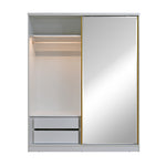 Nix 2 Door Sliding Wardrobe with Mirror and Sensor LED Light (Beige)