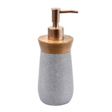 Wooden Finish Polyresin & Plastic Liquid Soap Dispenser (300 ml, Grey)