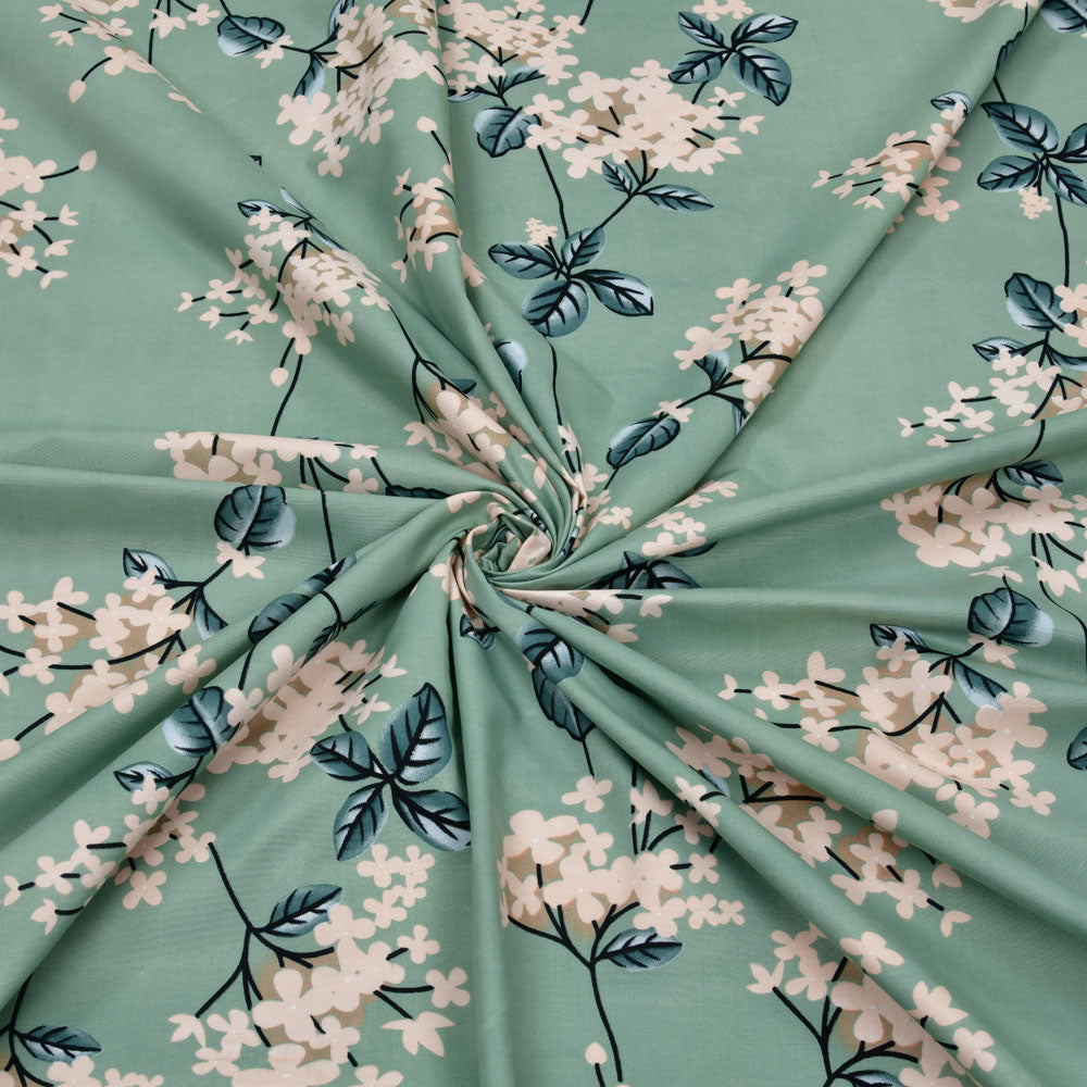 Floral Polyester Double Bedsheet with 2 Pillow Covers (Green)