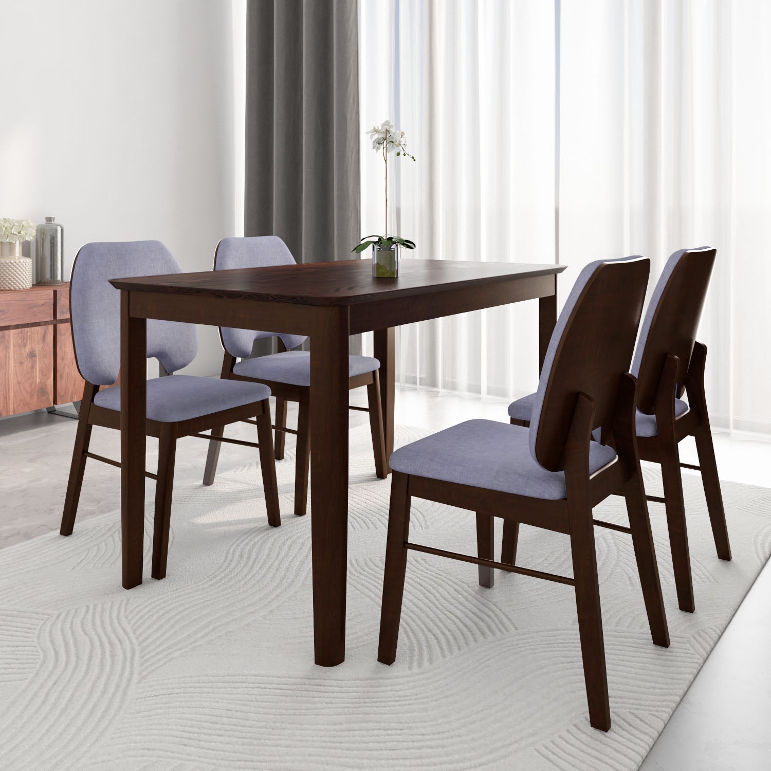 Orval 4 Seater Dining Set (Rio Brown)