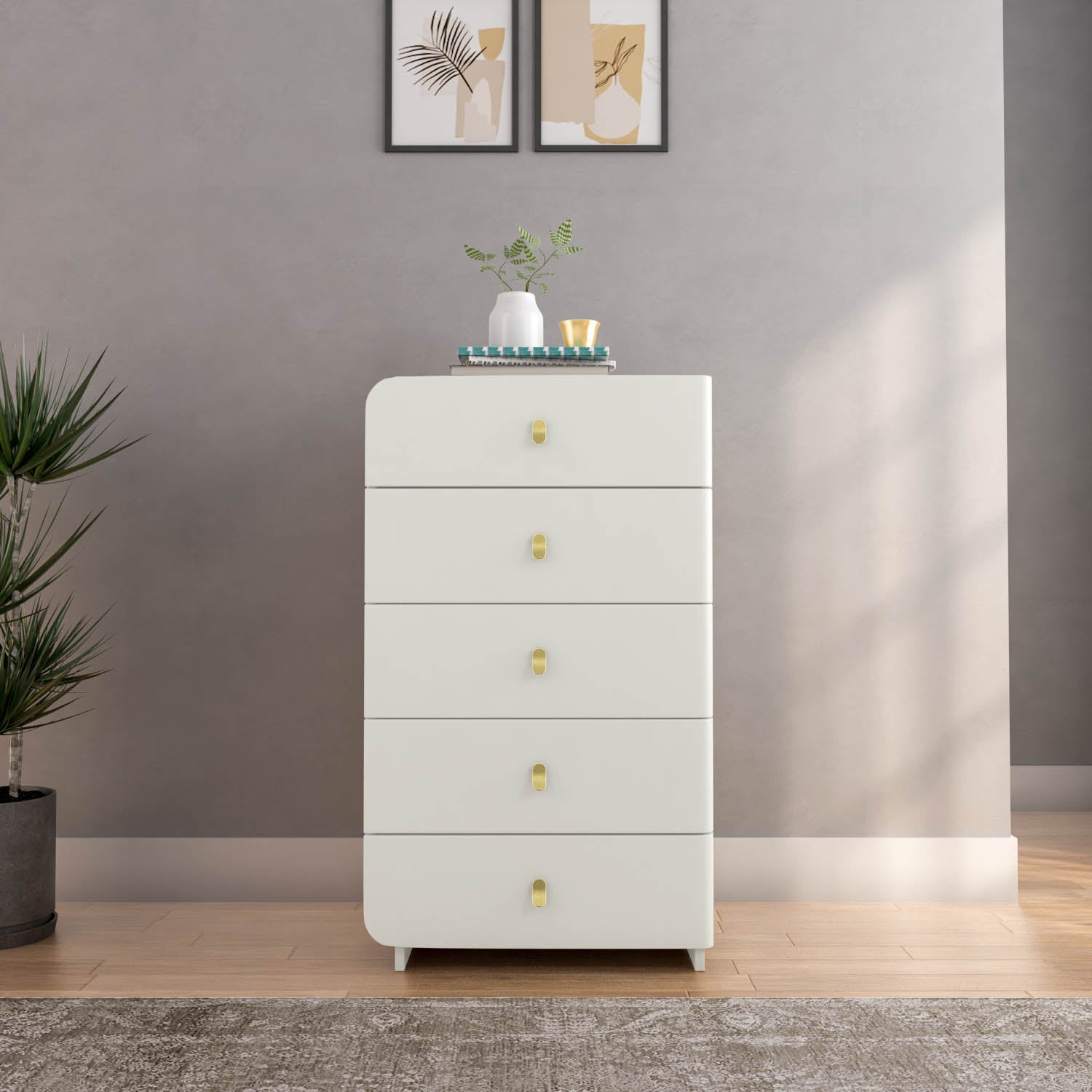 Phoenix Chest of 5 Drawers (Beige)