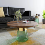 Pixie Glass Center Table With Wooden Top (Walnut)