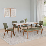 Princeton 1+4+Bench Dining Set (White and Ash Wood)