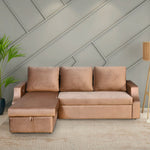 Portland RHS Sofa With Lounger & Storage (Light Brown)