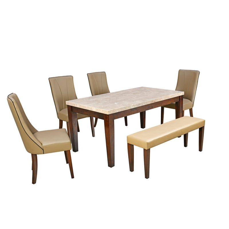 Prince 6 Seater Dining Set with Bench (Milan Walnut)