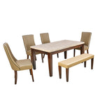 Prince 6 Seater Dining Set with Bench (Milan Walnut)