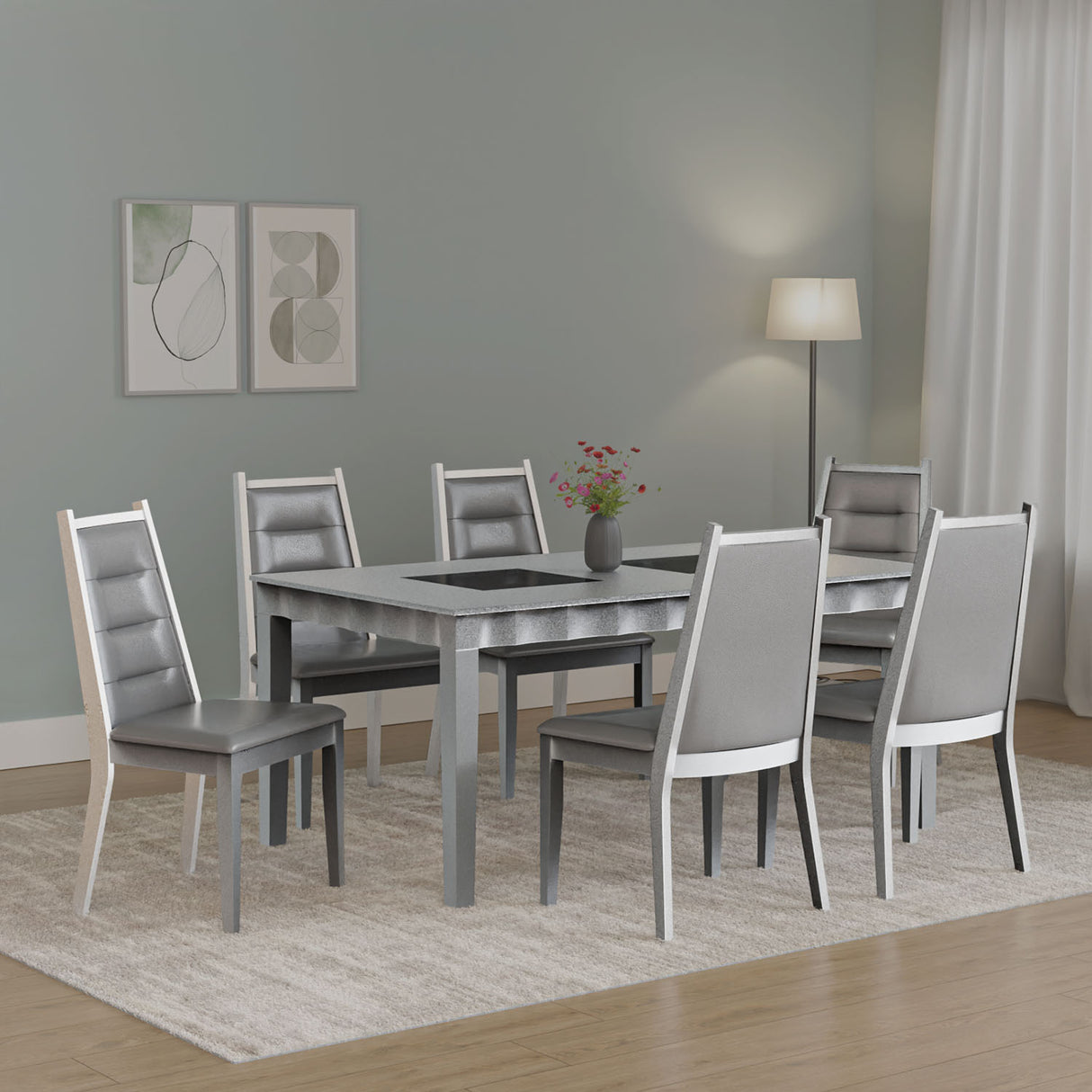 Merlin 6 Seater Dining Kit (Metallic Silver)