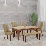 Nilkamal prince 6 Seater Dining Set With Bench Milan Walnut