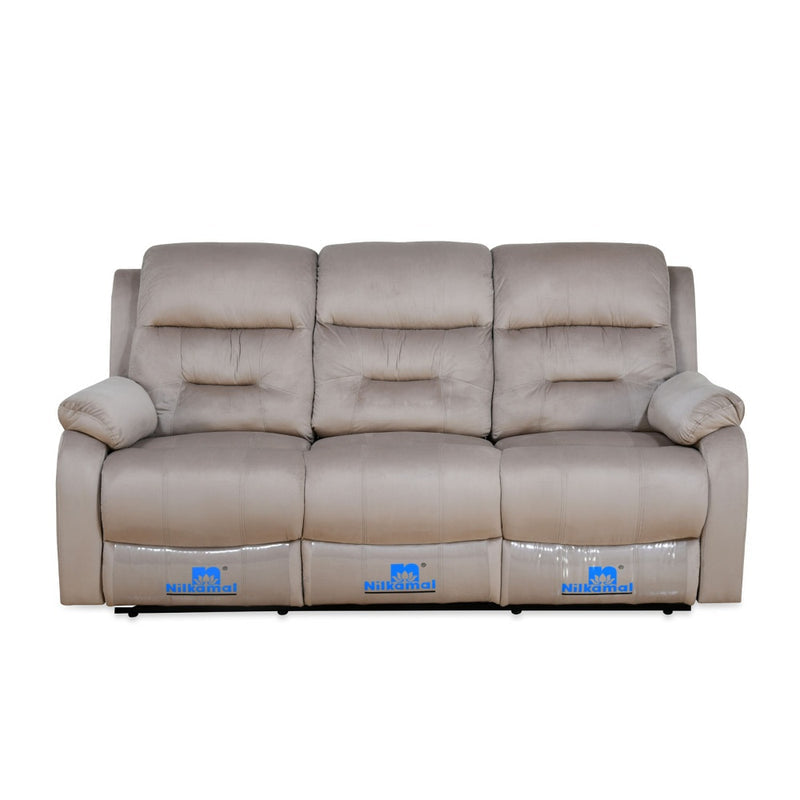 Rosia 3 Seater Manual Recliner Sofa (Light Brown)