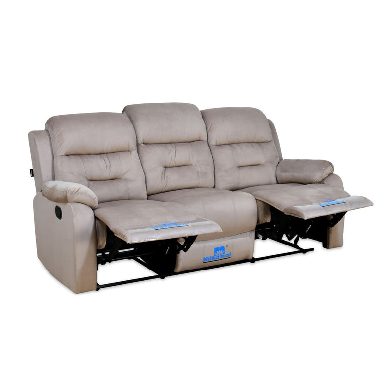 Rosia 3 Seater Manual Recliner Sofa (Light Brown)