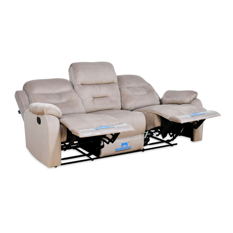 Rosia 3 Seater Manual Recliner Sofa (Light Brown)