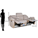 Rosia 3 Seater Manual Recliner Sofa (Light Brown)