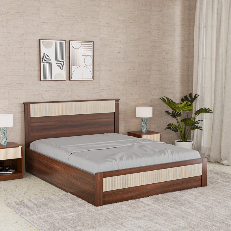 Rova Queen Bed with Semi Hydraulic Storage (Walnut)