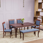 Steak 6 Seater Dining Set with Bench (Brown)