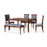 Steak 6 Seater Dining Set with Bench (Brown)