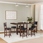 Theon Counter Height 6 Seater Dining Set of 1 Table + 2 Chairs + 4 Stools (Dark Expresso)