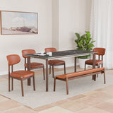 Trinity 1+4+Bench Dining Set (Black and Walnut)