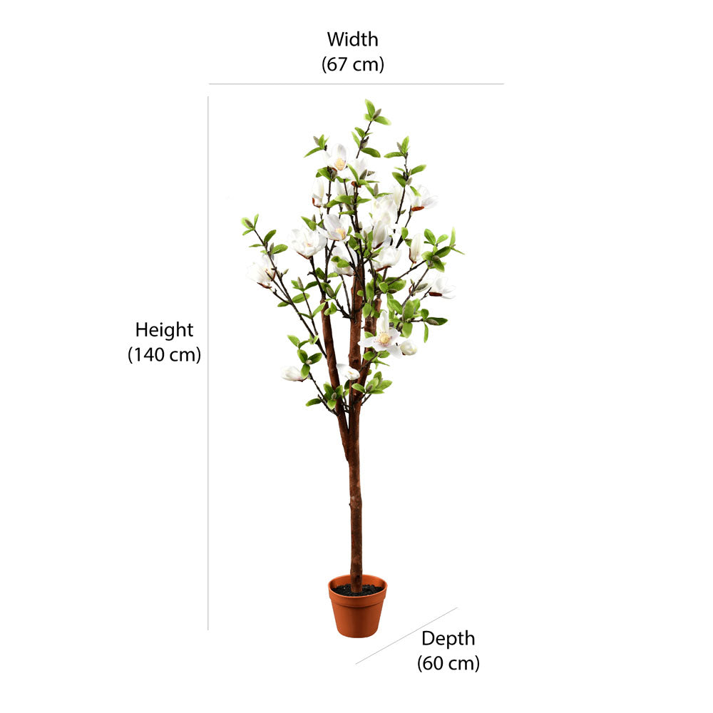 Artificial Magnolia Tree With Pot (White)