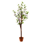 Artificial Magnolia Tree With Pot (White)