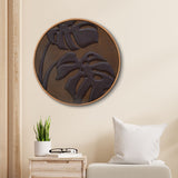 Nilkamal Circular Leaf Design Wall Decor (Brown)