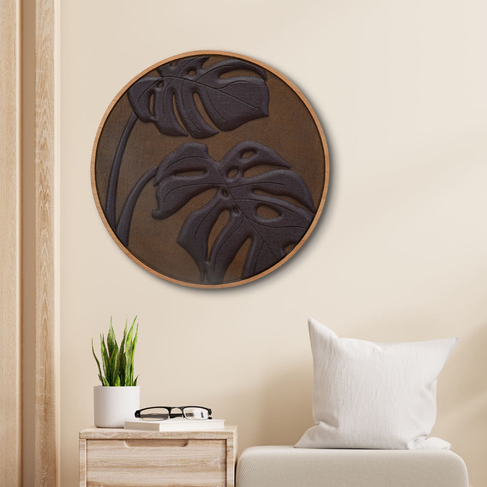 Circular Leaf Design Wall Decor (Brown)