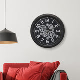 Numeric and Gear Design Analog Wall Clock (Black)