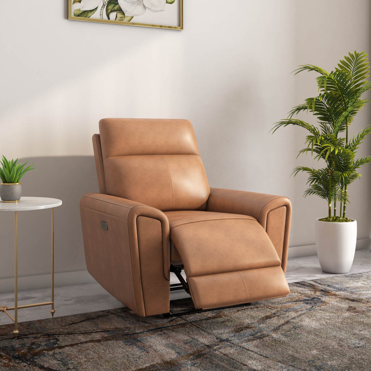 Venosa 1 Seater Electric Recliner Sofa (Tan)