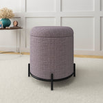 Volga Fabric Ottoman with Storage and Metal Base (Brown)