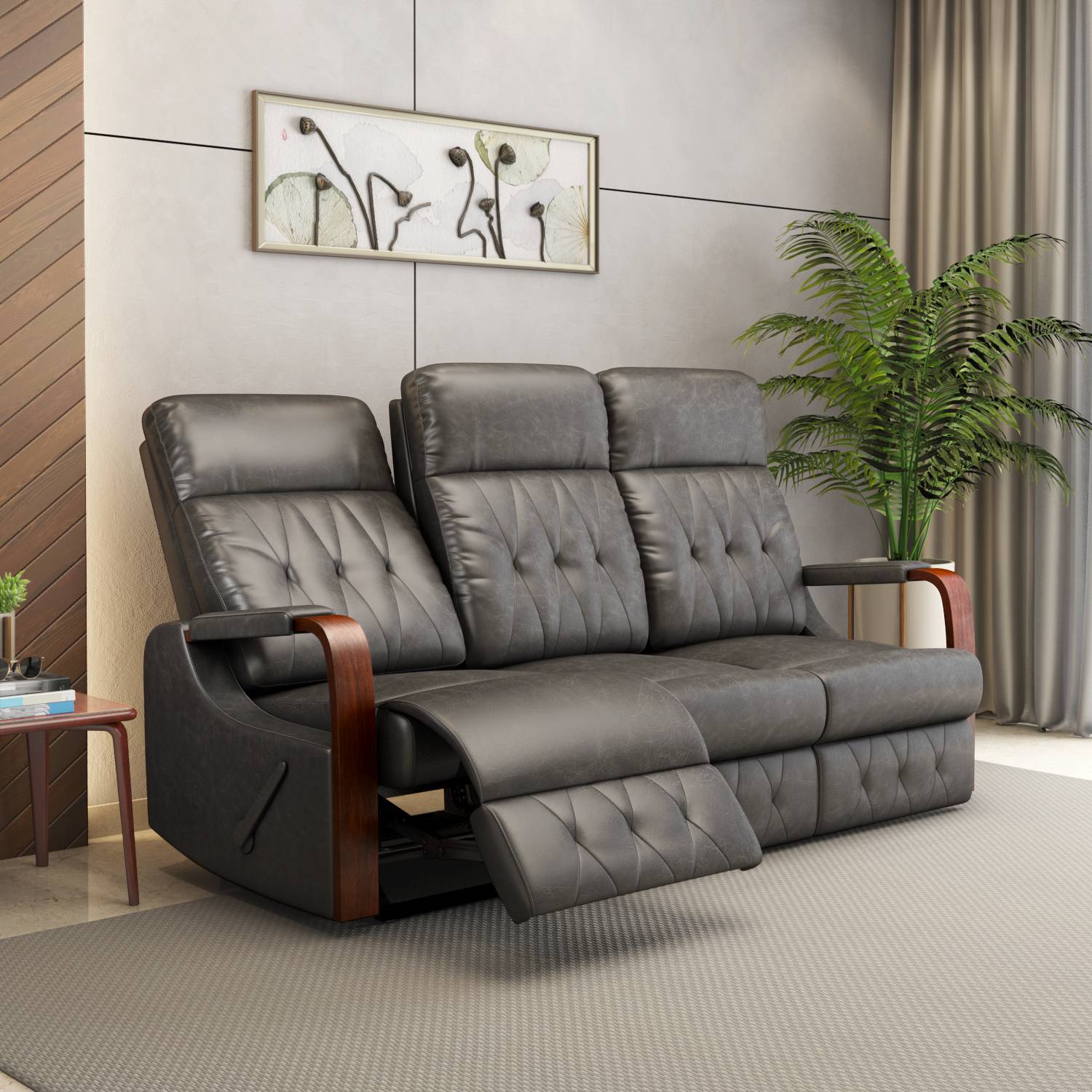 Woodbridge 3 Seater Fabric Recliner (Grey)