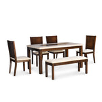 York Solid Wood 6 Seater Dining Set with Bench (Antique Cherry)