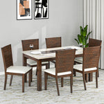 York Solid Wood 6 Seater Dining Set (Antique Cherry)