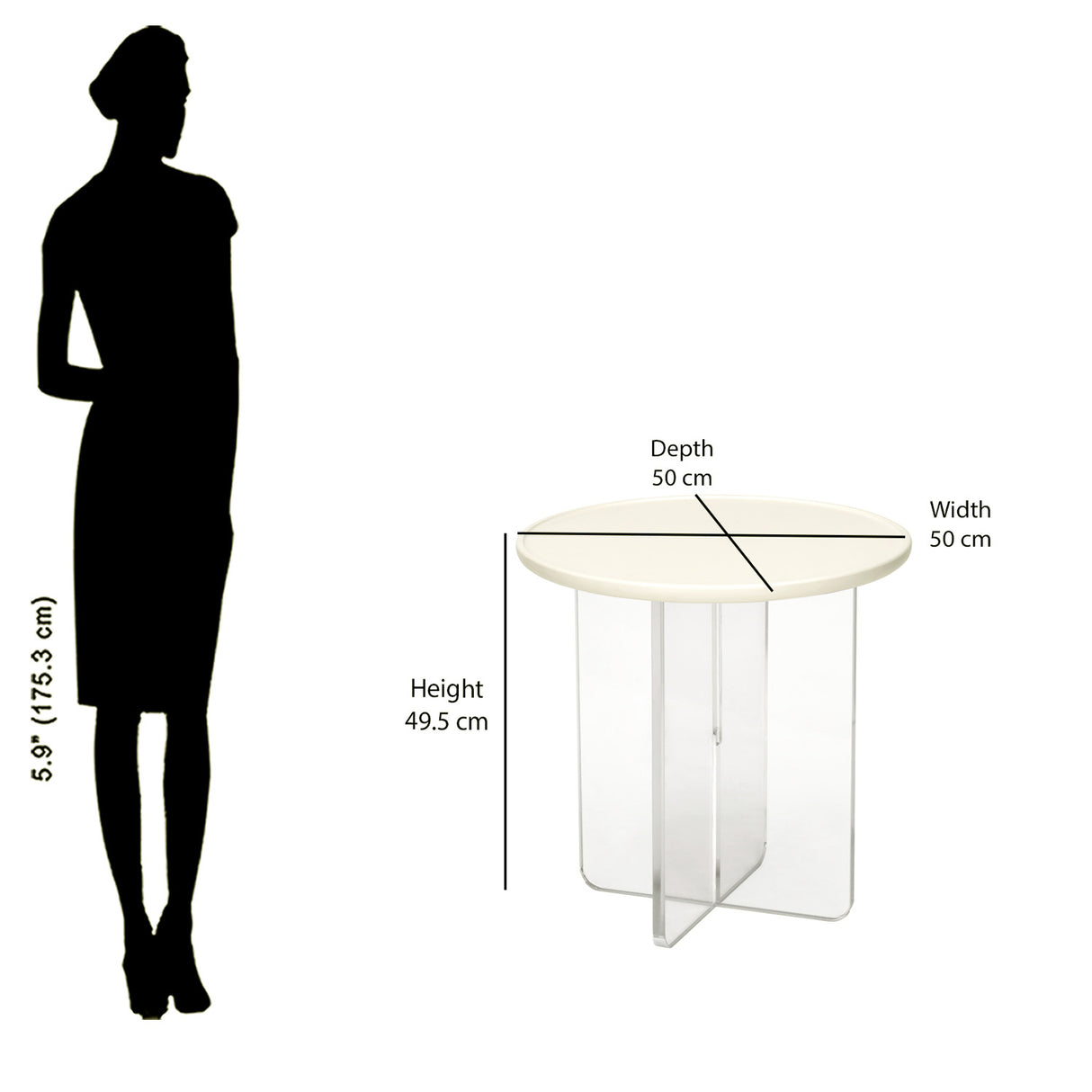 Albus Acrylic Base Side Table (Cream)