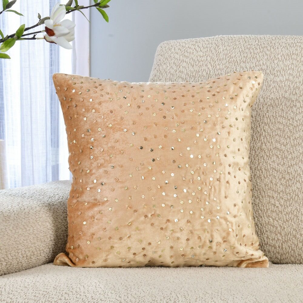 Sequin Dots 16" x 16" Cushion Cover (Gold)