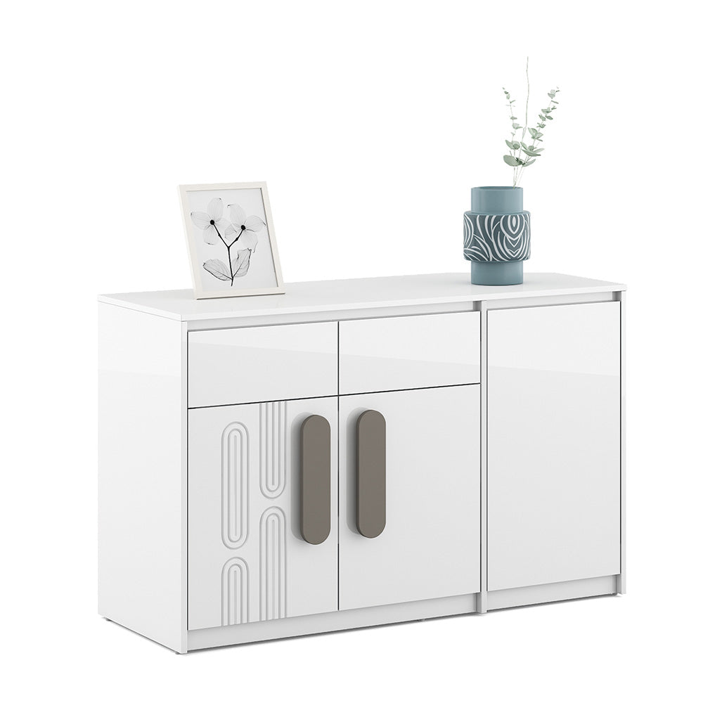 Agnes Engineered Wood Sideboard Cabinet (White)