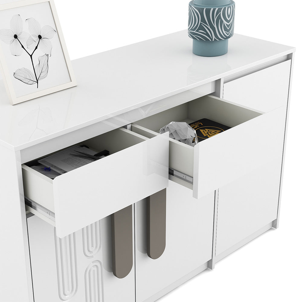 Agnes Engineered Wood Sideboard Cabinet (White)